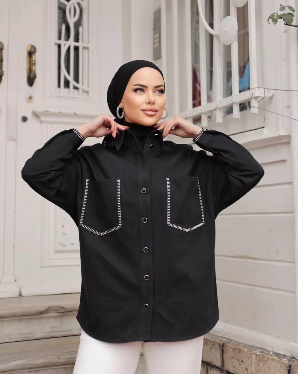 Gabardin Nakışlı Gömlek Ceket 001
