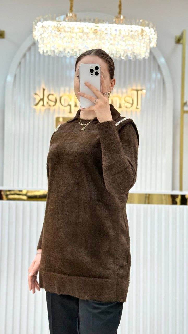 Gömlek Yaka Taşlı Tunik 140443