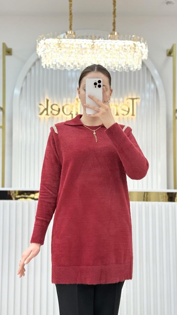Gömlek Yaka Taşlı Tunik 140443