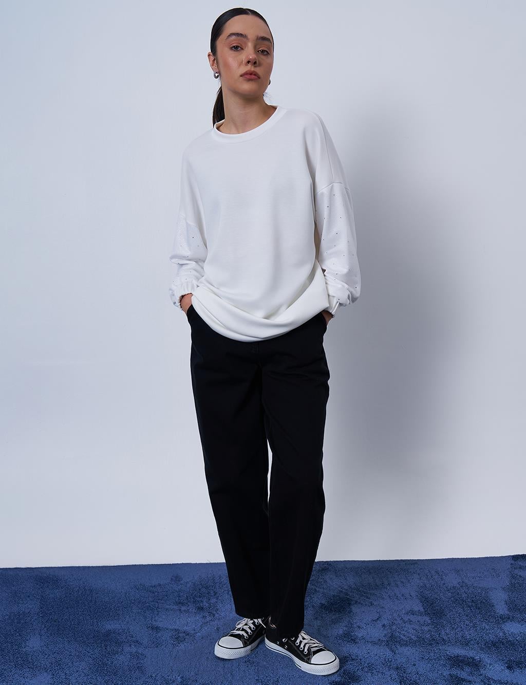 Kayra - Hotfix Baskılı Scuba Sweatshirt KY-B25-70035