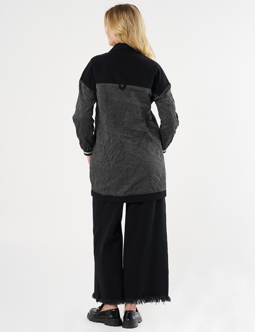 Kayra - Kırışık Görünümlü Denim Garnili Ceket KY-B25-73010