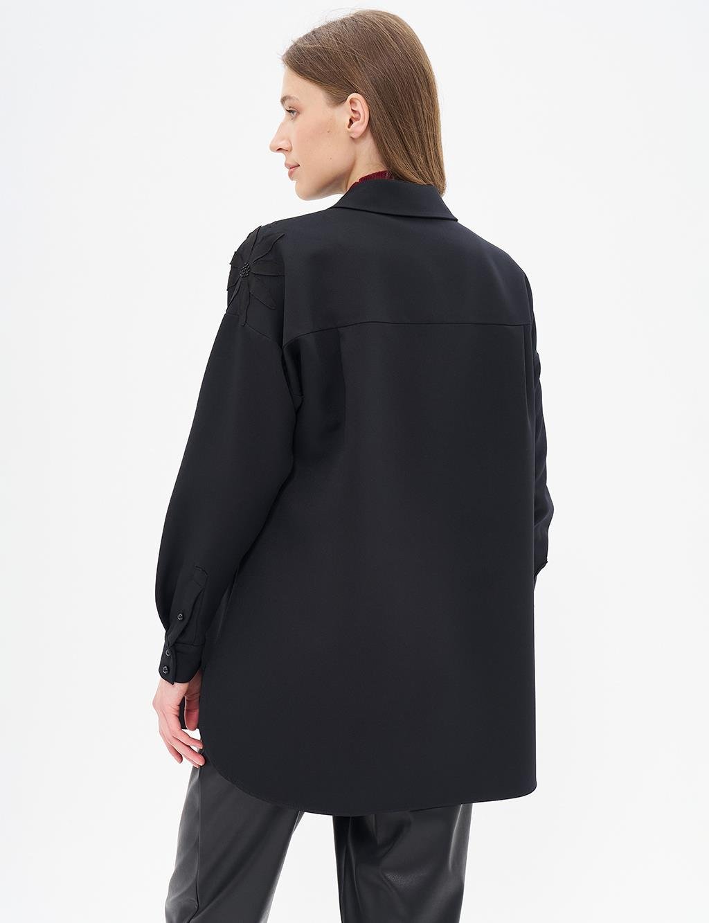 Kayra - Nakış Aplikeli Gömlek Yaka Tunik KA-A24-21088