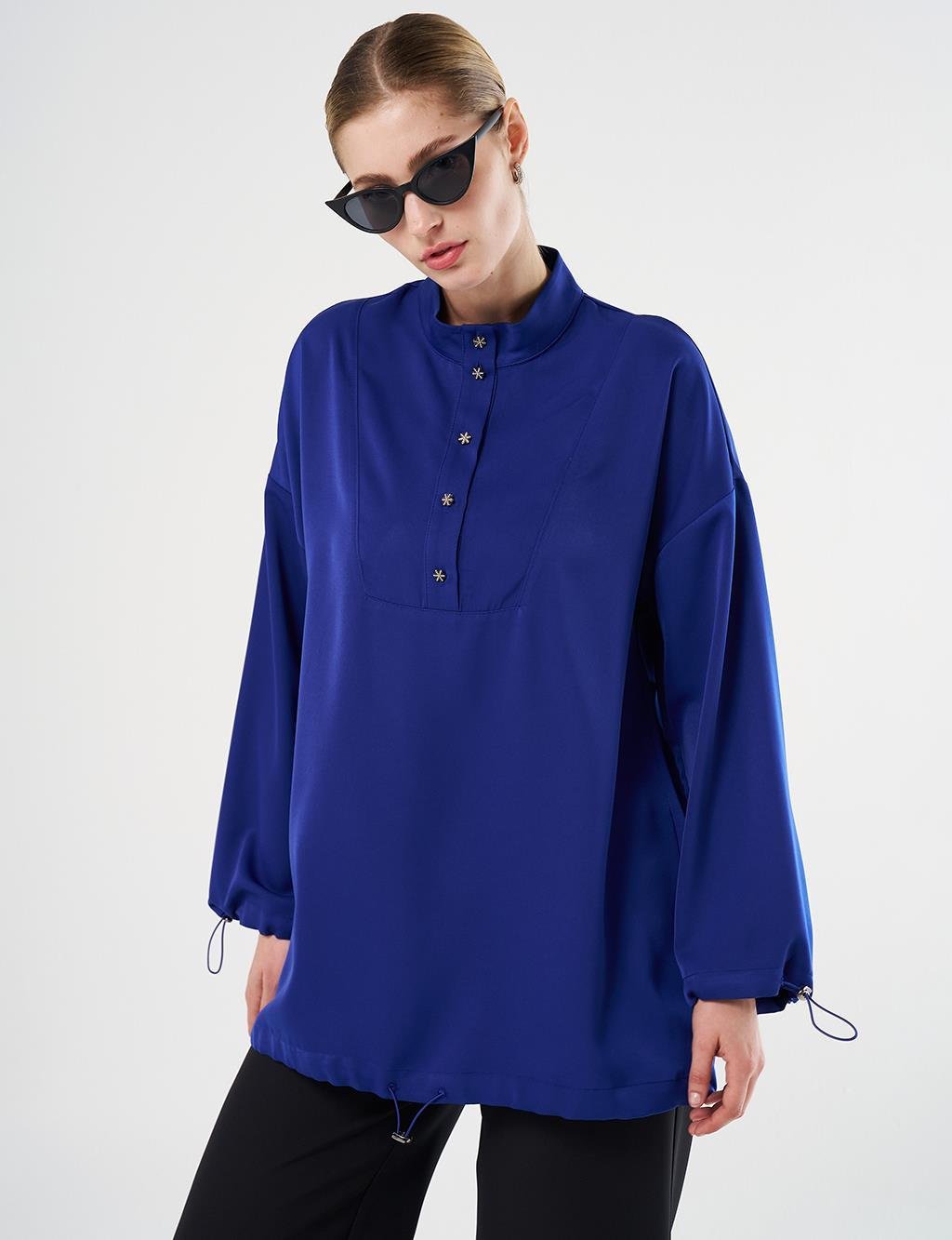 Kayra - Parlak Düğmeli Dik Yaka Tunik KA-B25-21022
