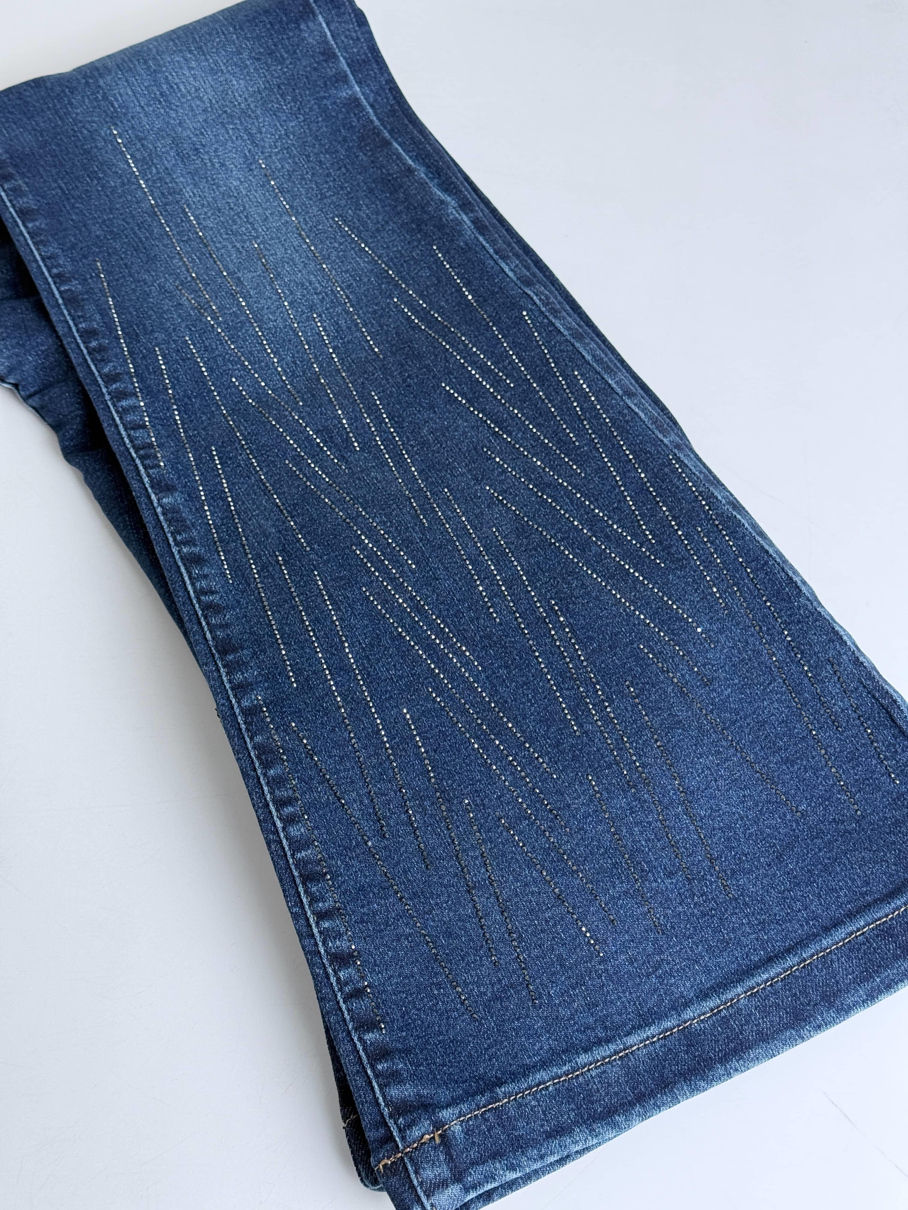 La Carte Jeans - Çubuk Taşlı İspanyol Paça Kot Pantolon 4000TAS