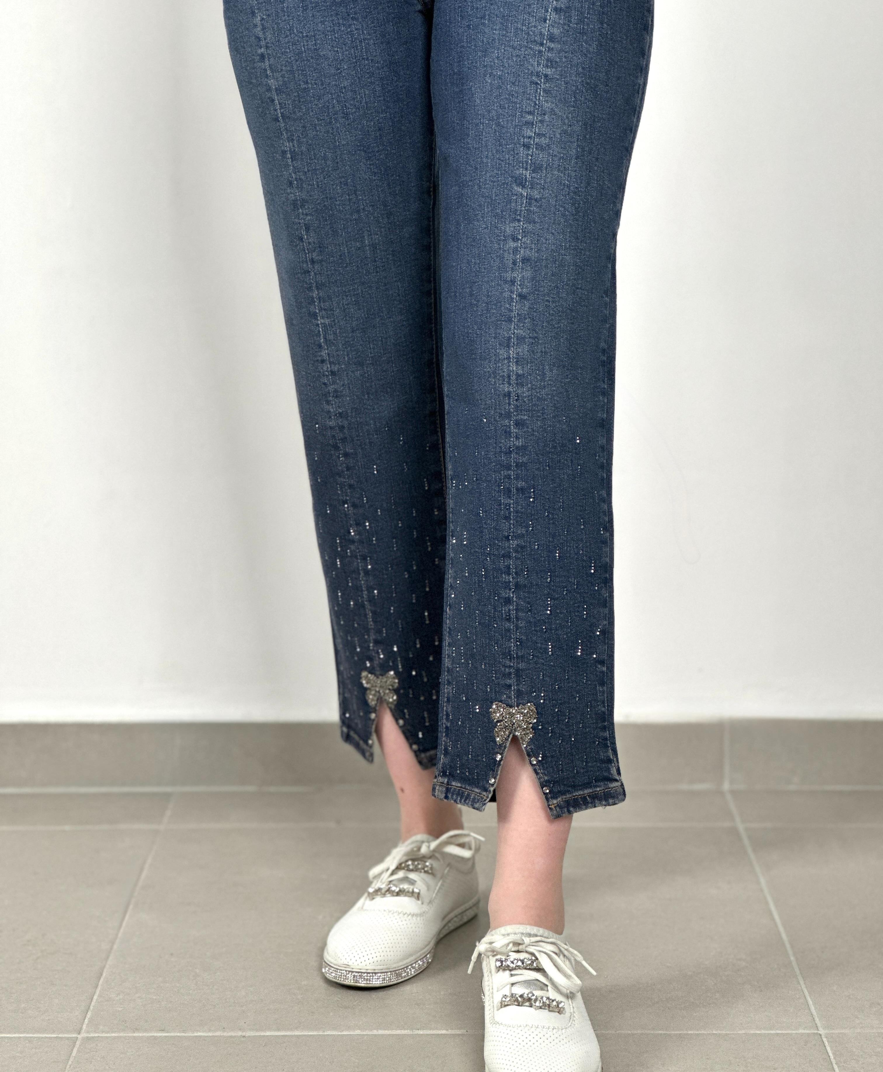 La Carte Jeans - Paça Kurdele Detaylı Taşlı Mom Jean 6005