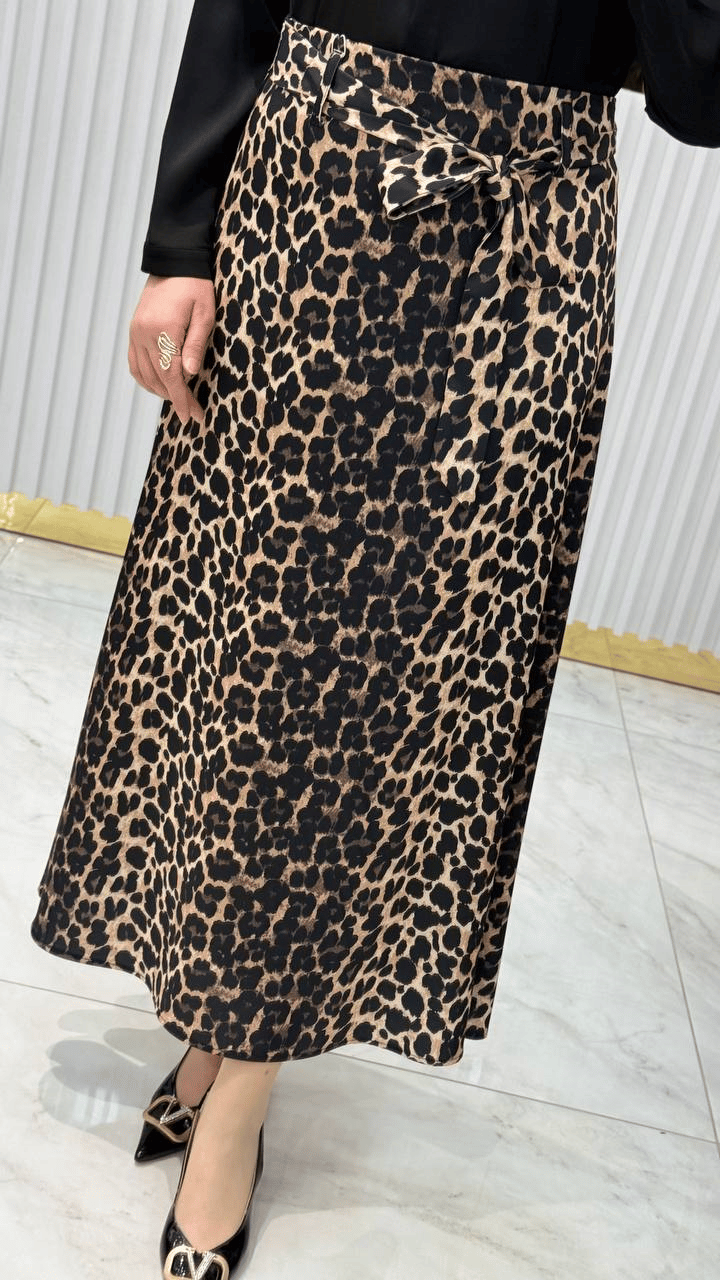 Leopar Kuşaklı Saten Etek K24ET025