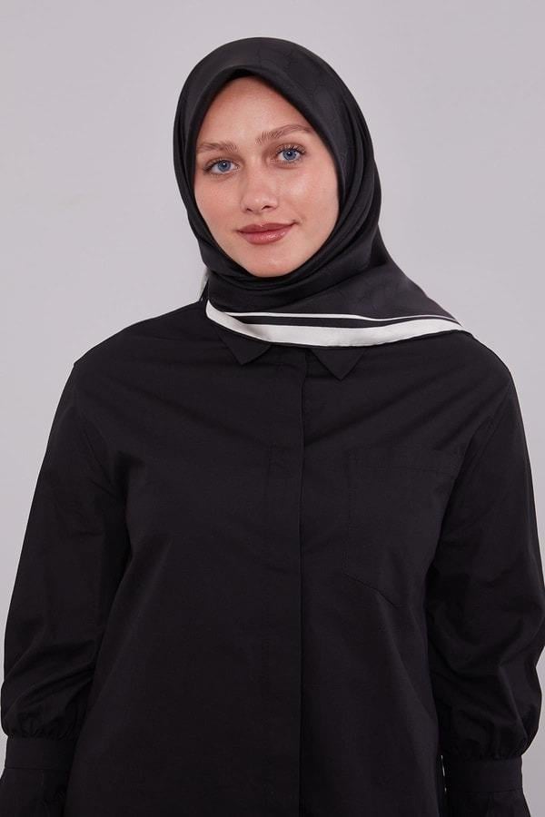Levidor - Kenar Şeritli Monogram İpek Eşarp I-1555