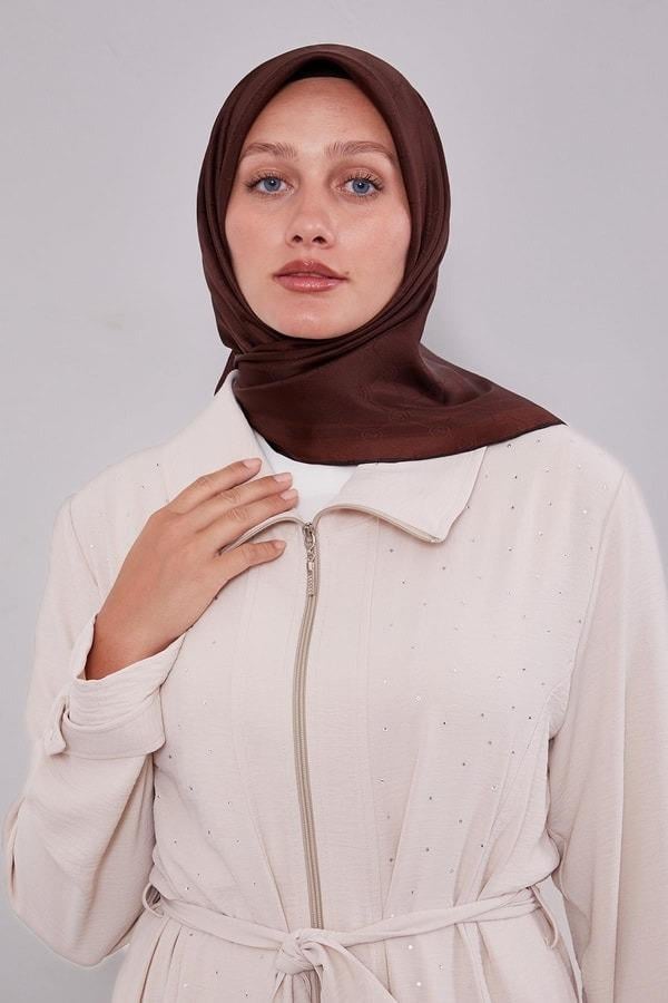 Levidor - Kenar Şeritli Monogram İpek Eşarp I-1555