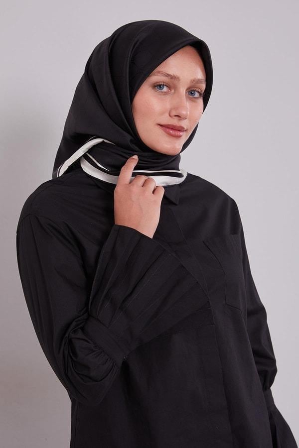 Levidor - Kenar Şeritli Monogram İpek Eşarp I-1555