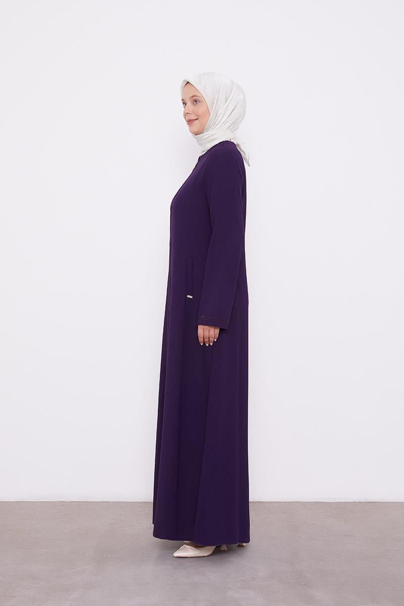 Levidor - Taşlı Fermuar Kapamalı Ferace 520058