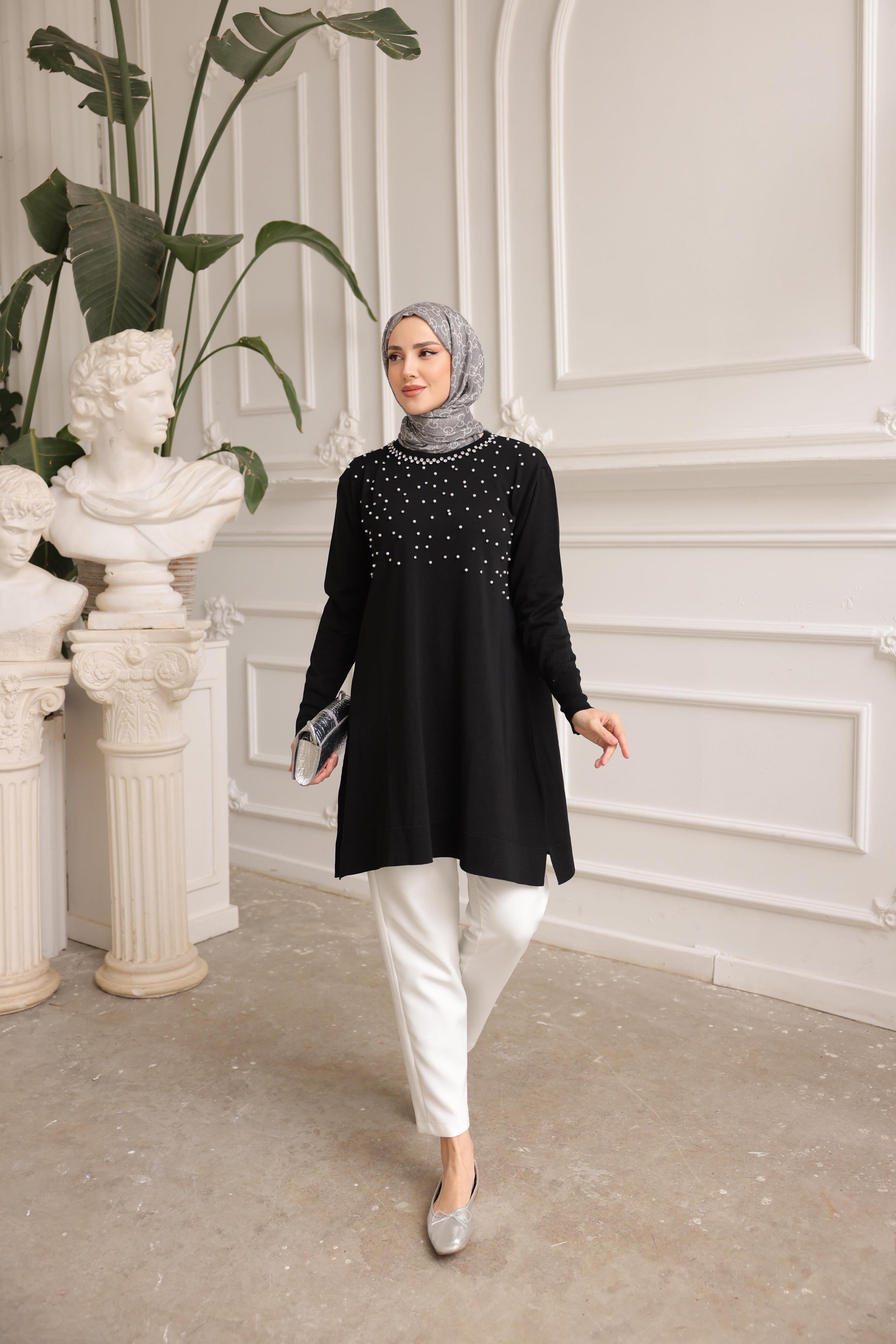 Merserize İncili Taşlı Tunik 140165
