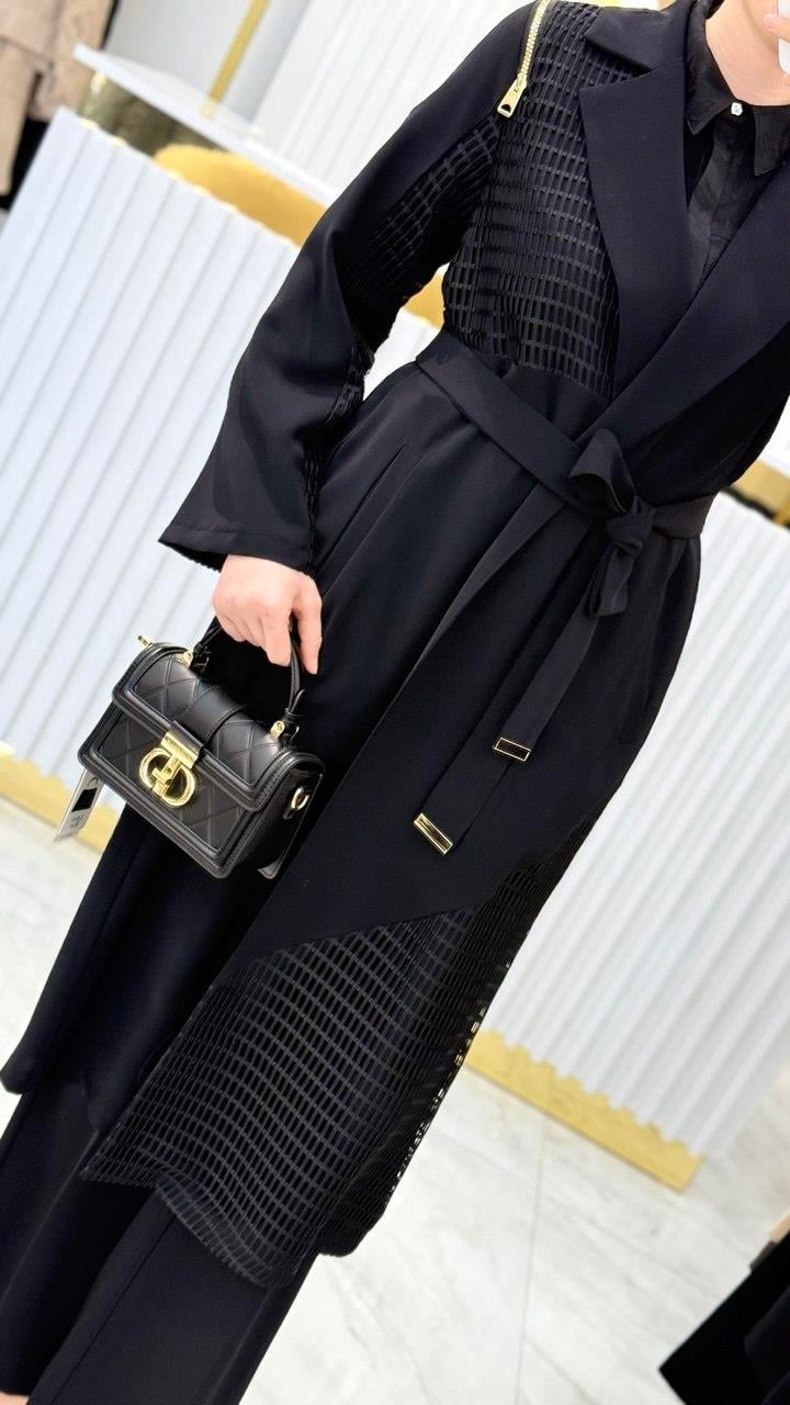 Omuz Fermuar Detaylı Ceket Yaka Abaya 6248
