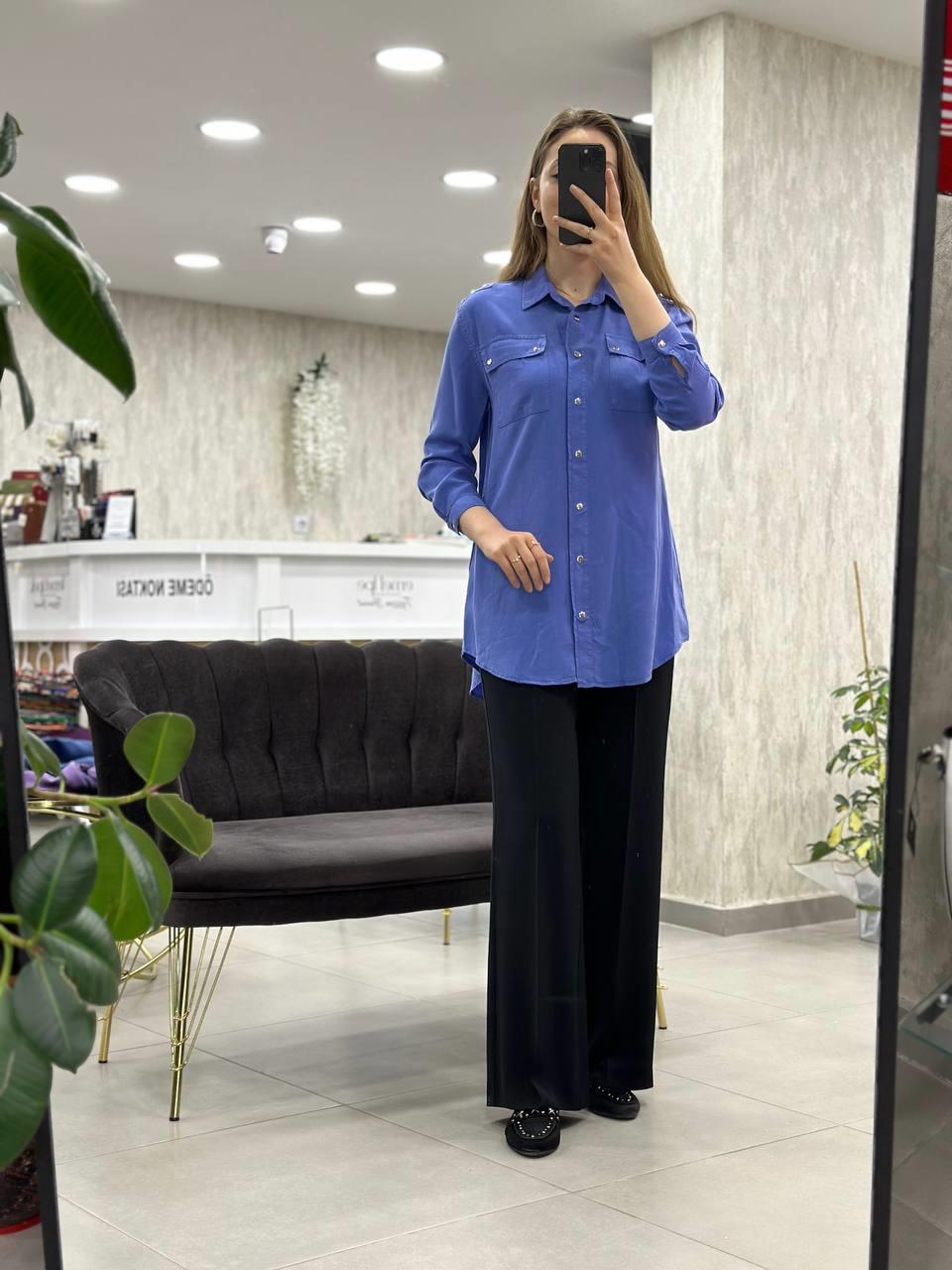 Omzu Yıldız Apoletli Tensel Tunik Gömlek 7144