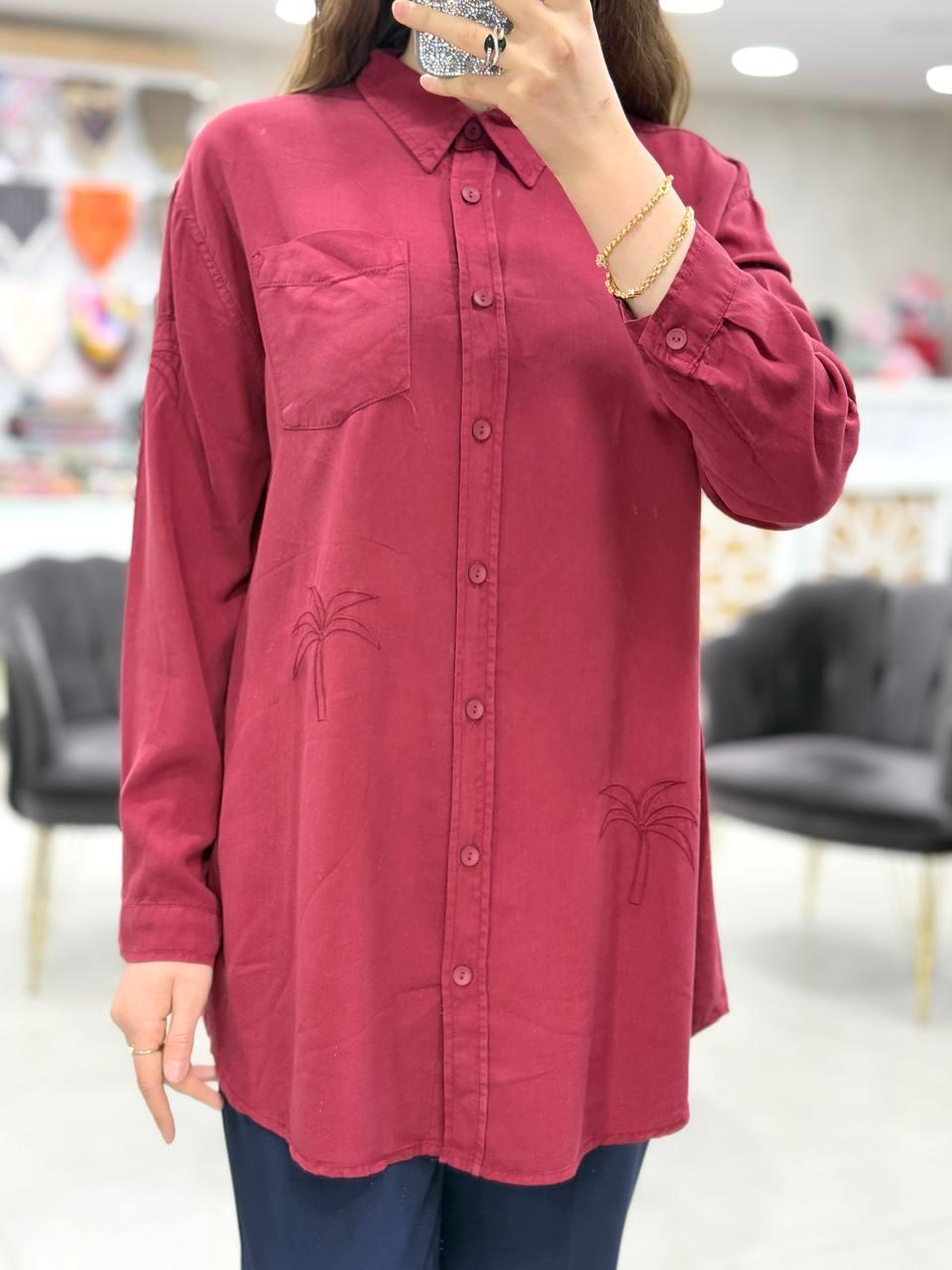 Palmiye Detay Büyük Beden Tensel Tunik 7258