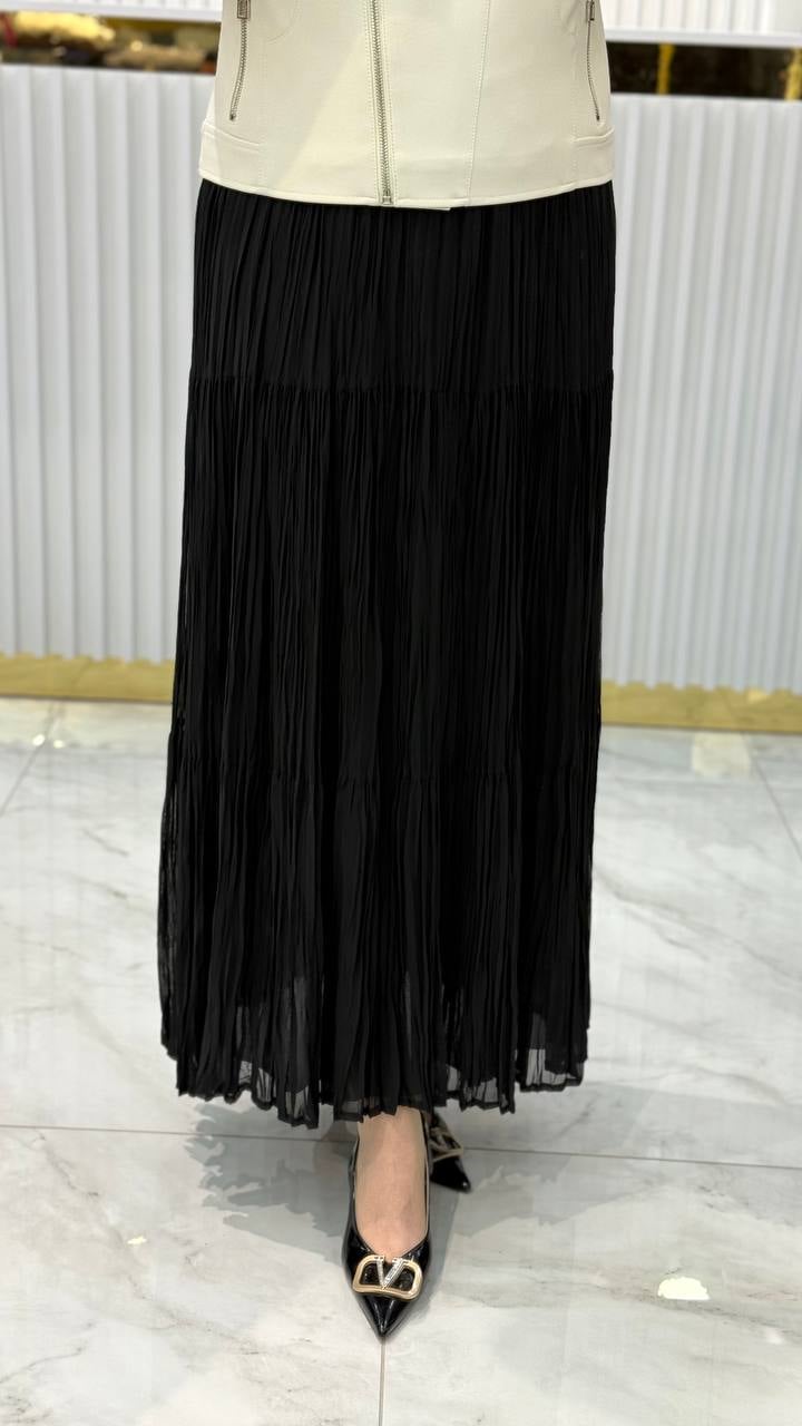 Şifon Piliseli Etek 3406