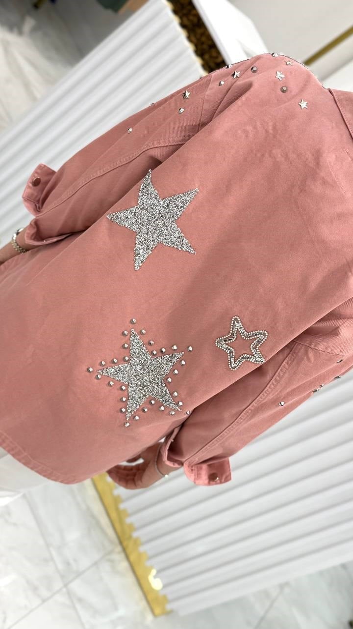 Sırt Yıldız Detaylı Denim Kot Ceket 7486