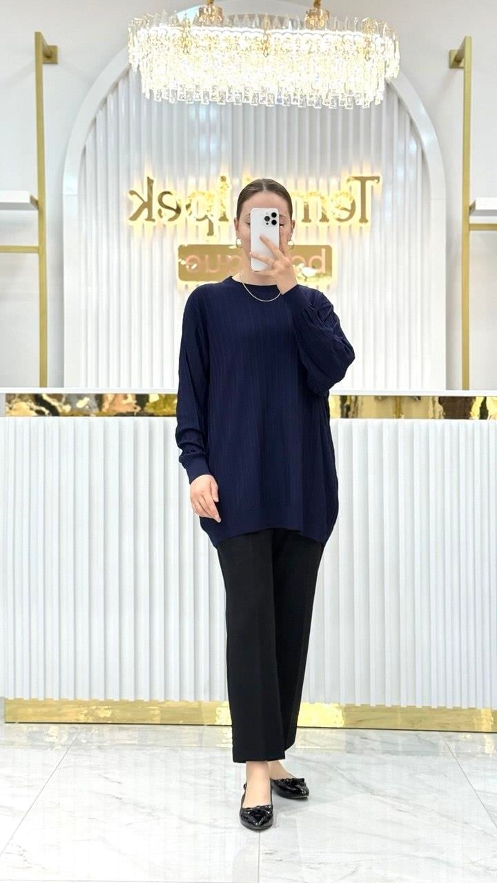 Soğuk Tuşe Oversize Fitilli Tunik 140290
