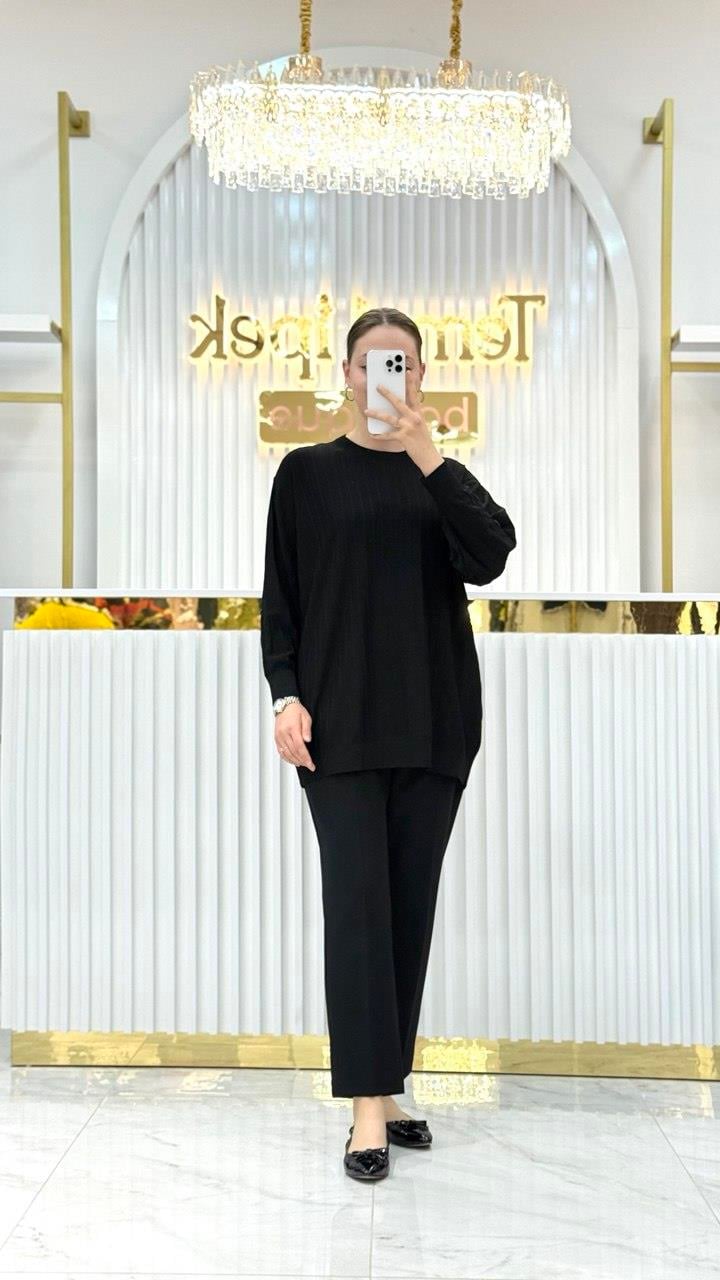 Soğuk Tuşe Oversize Fitilli Tunik 140290