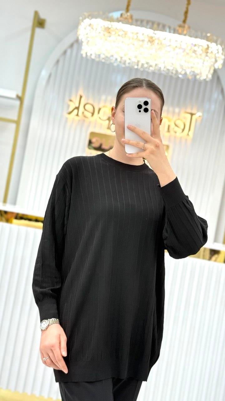 Soğuk Tuşe Oversize Fitilli Tunik 140290