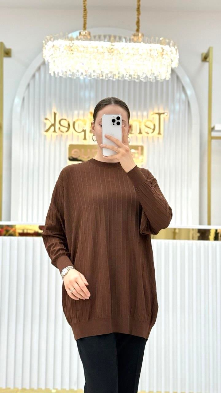 Soğuk Tuşe Oversize Fitilli Tunik 140290