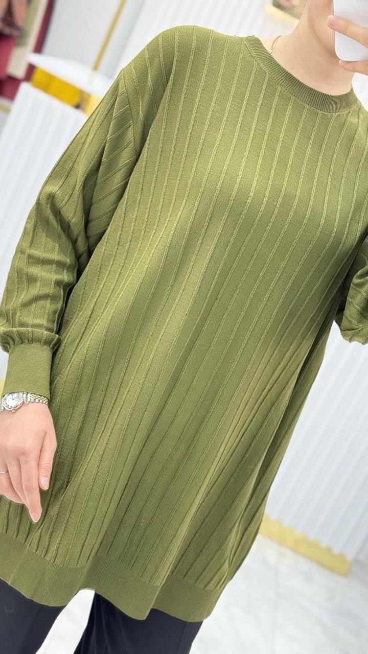 Soğuk Tuşe Oversize Fitilli Tunik 140290