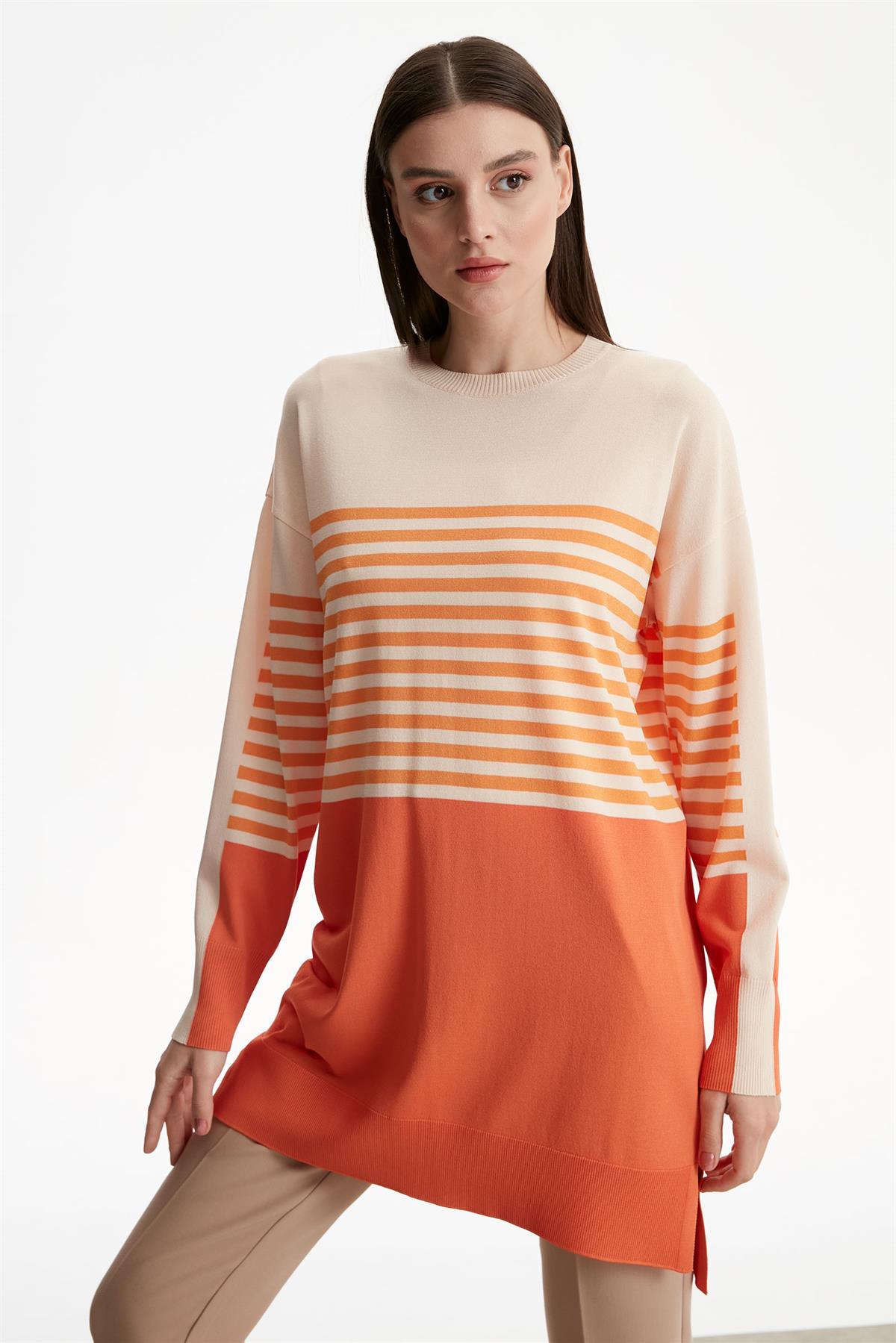 Tığ Triko - Çizgili Rayon Tunik 21441