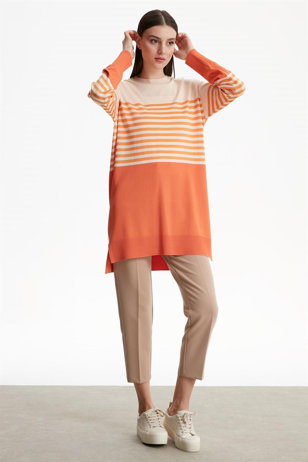 Tığ Triko - Çizgili Rayon Tunik 21441