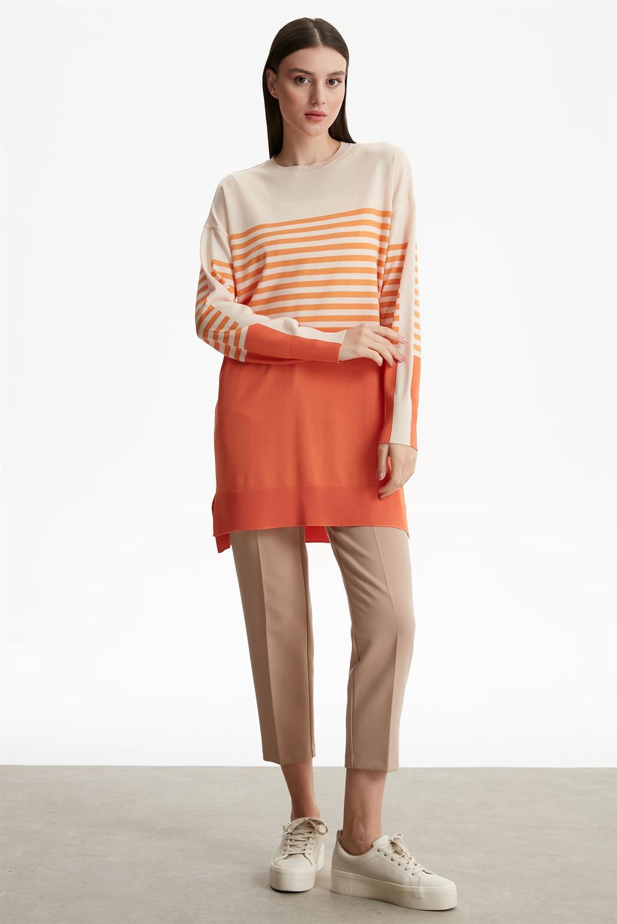Tığ Triko - Çizgili Rayon Tunik 21441