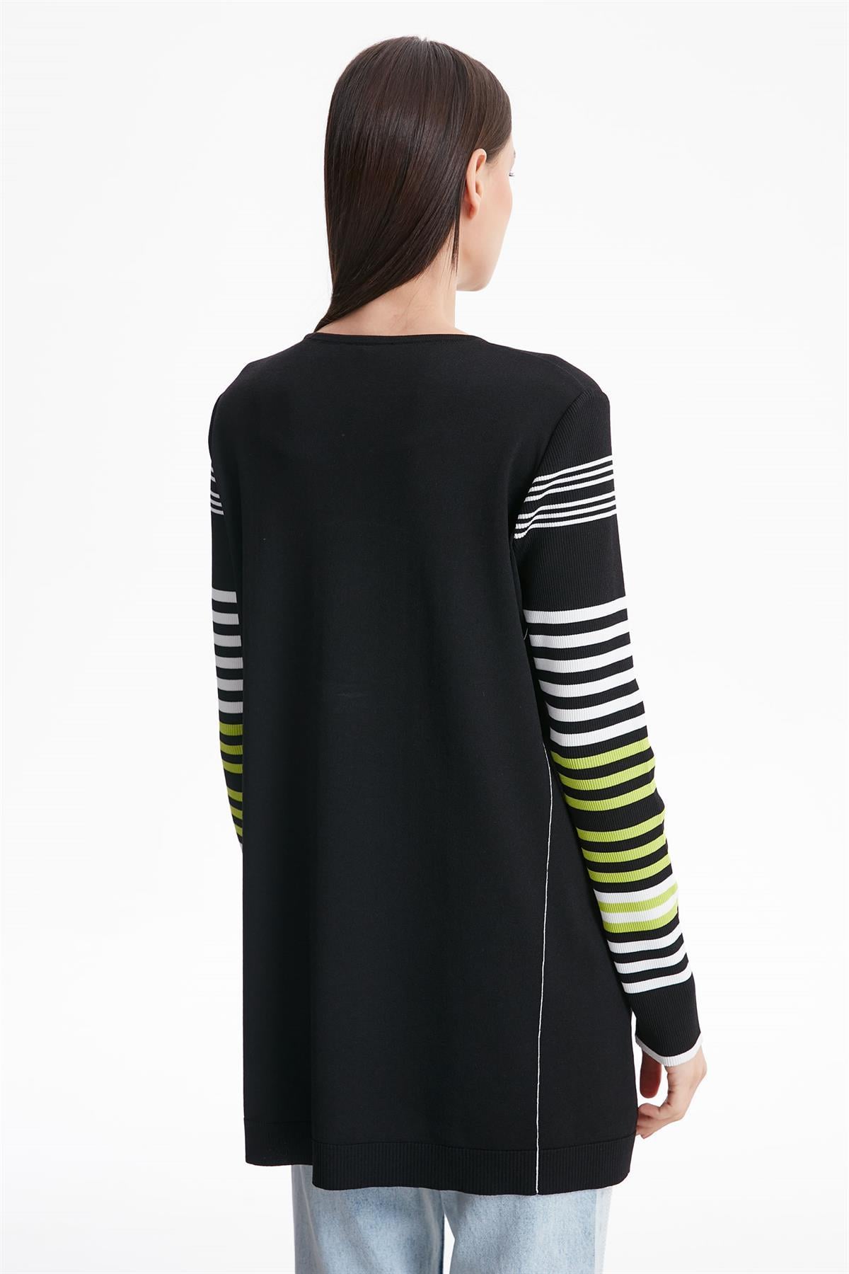 Tığ Triko - Kolları Çizgili Basıc Rayon Triko Tunik 21475.1
