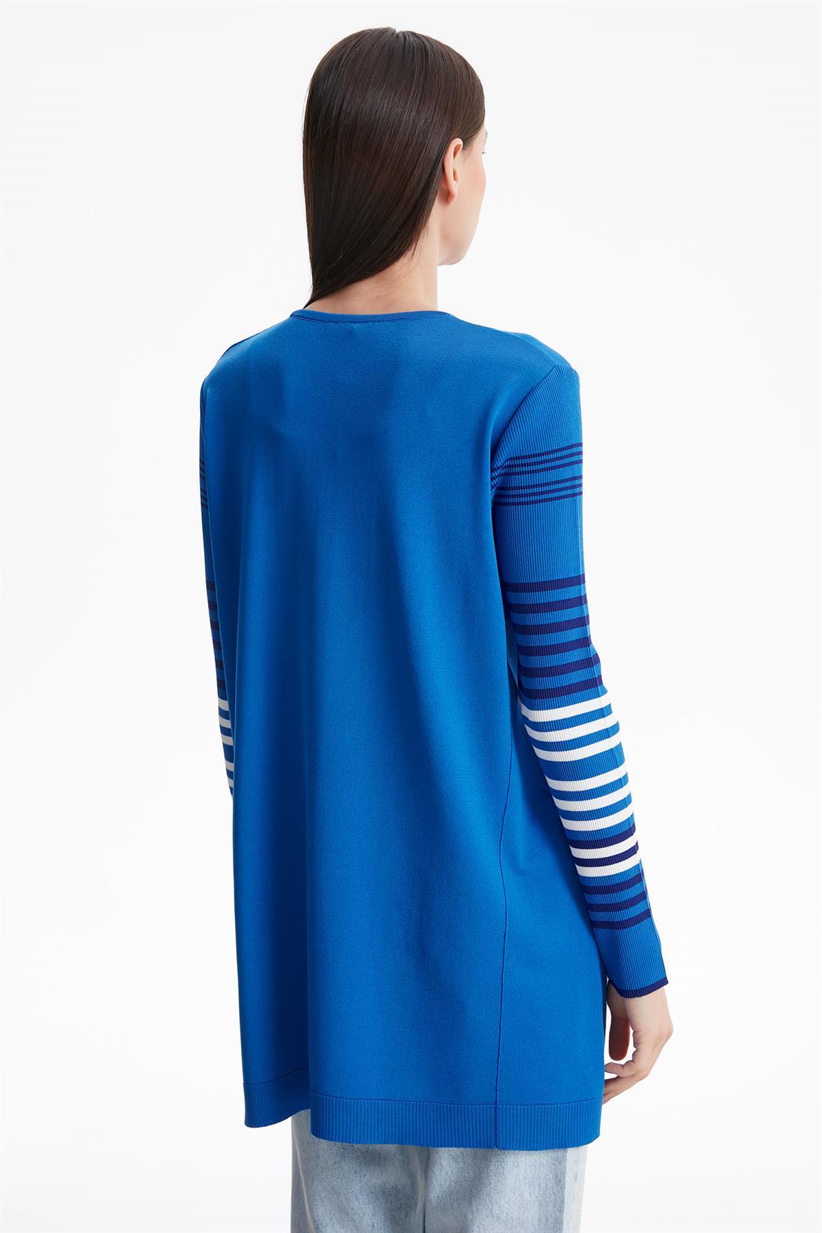Tığ Triko - Kolları Çizgili Basıc Rayon Triko Tunik 21475.1
