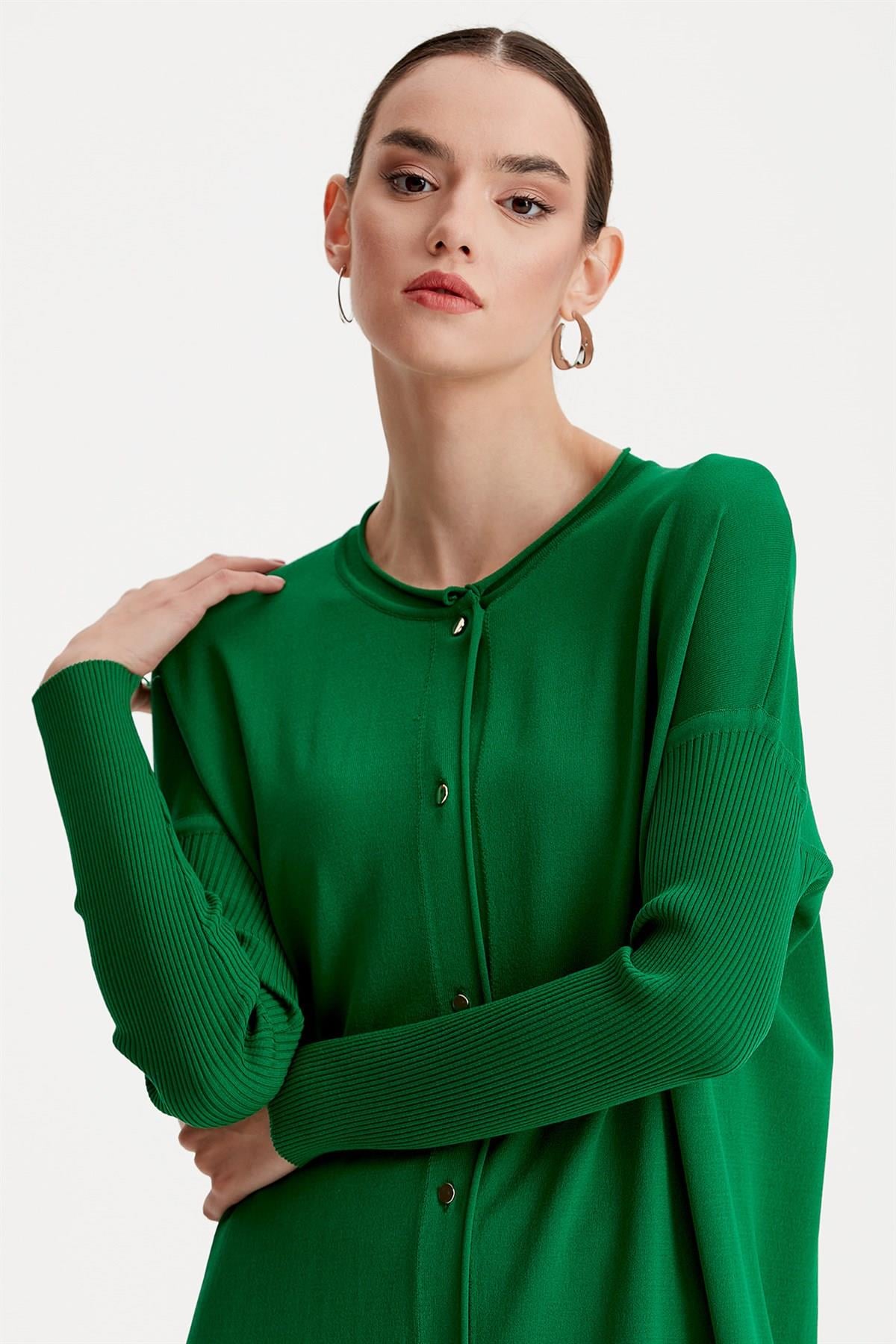 Tığ Triko - Önden Düğmeli Rayon Hırka 21246.1