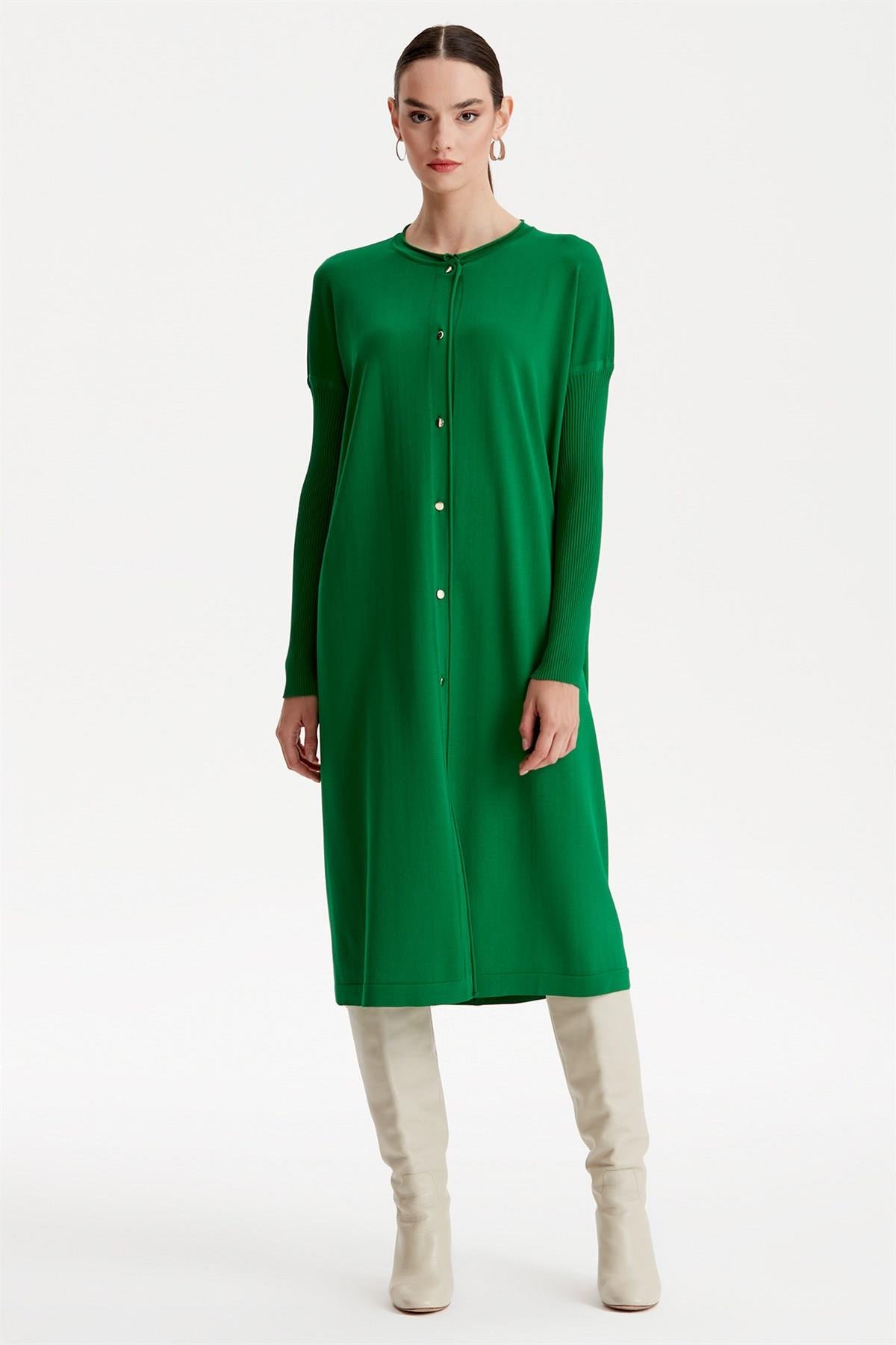 Tığ Triko - Önden Düğmeli Rayon Hırka 21246.1