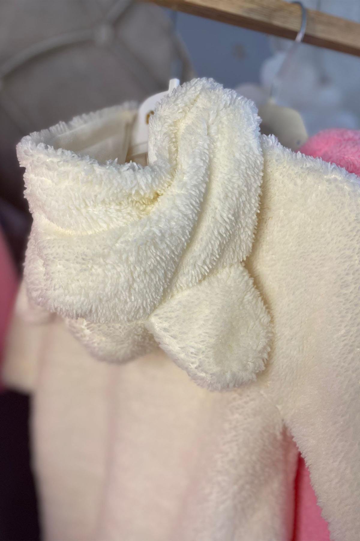 Beyaz Peluş Ayıcıklı Tulum