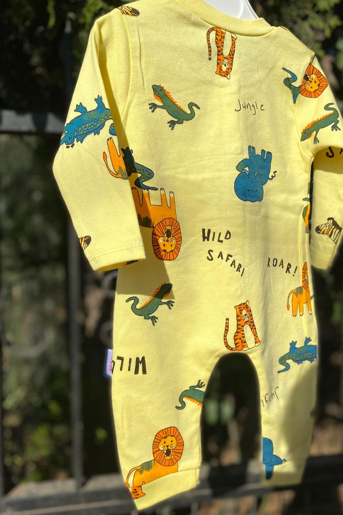 UNISEX- Safari Hayvan Baskılı Manşetli Tulum - 1871