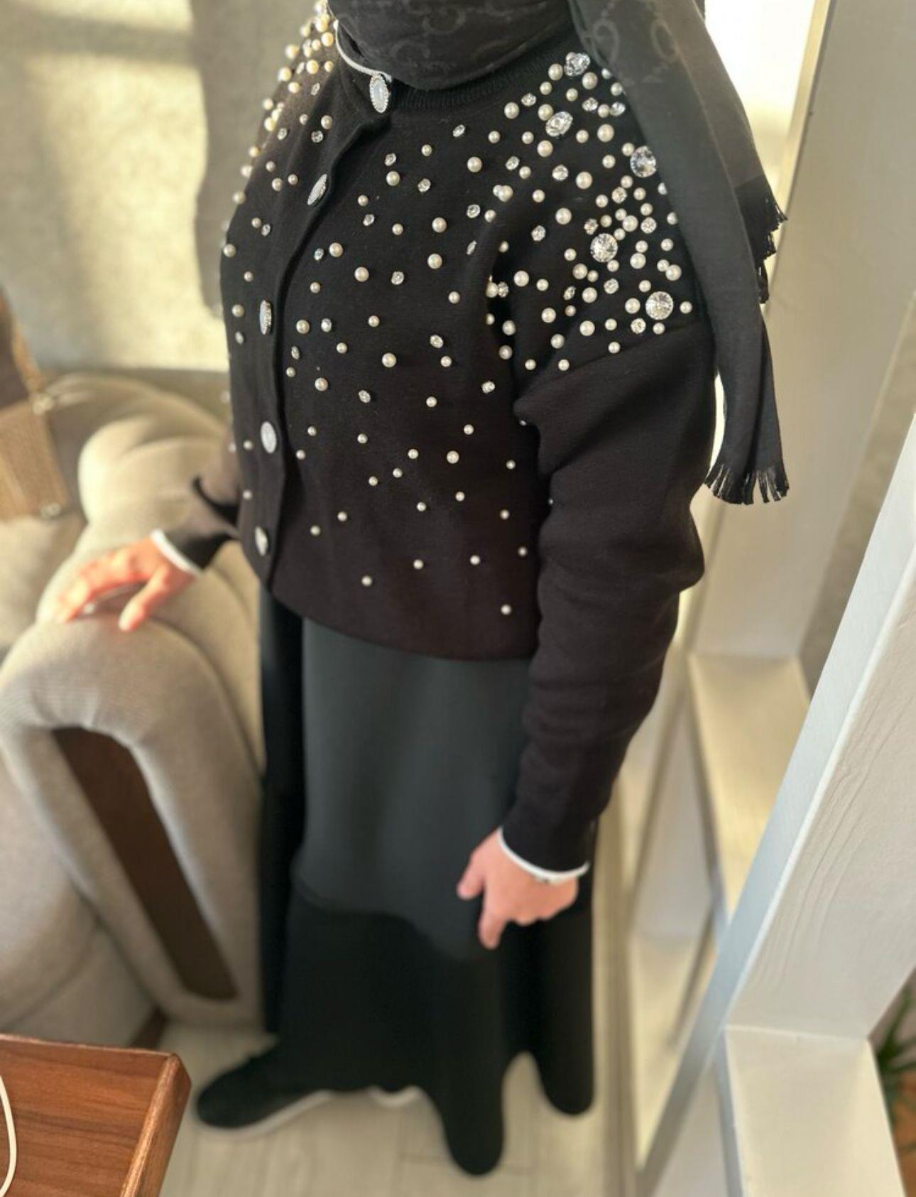 İnci Glam Triko Hırka Siyah