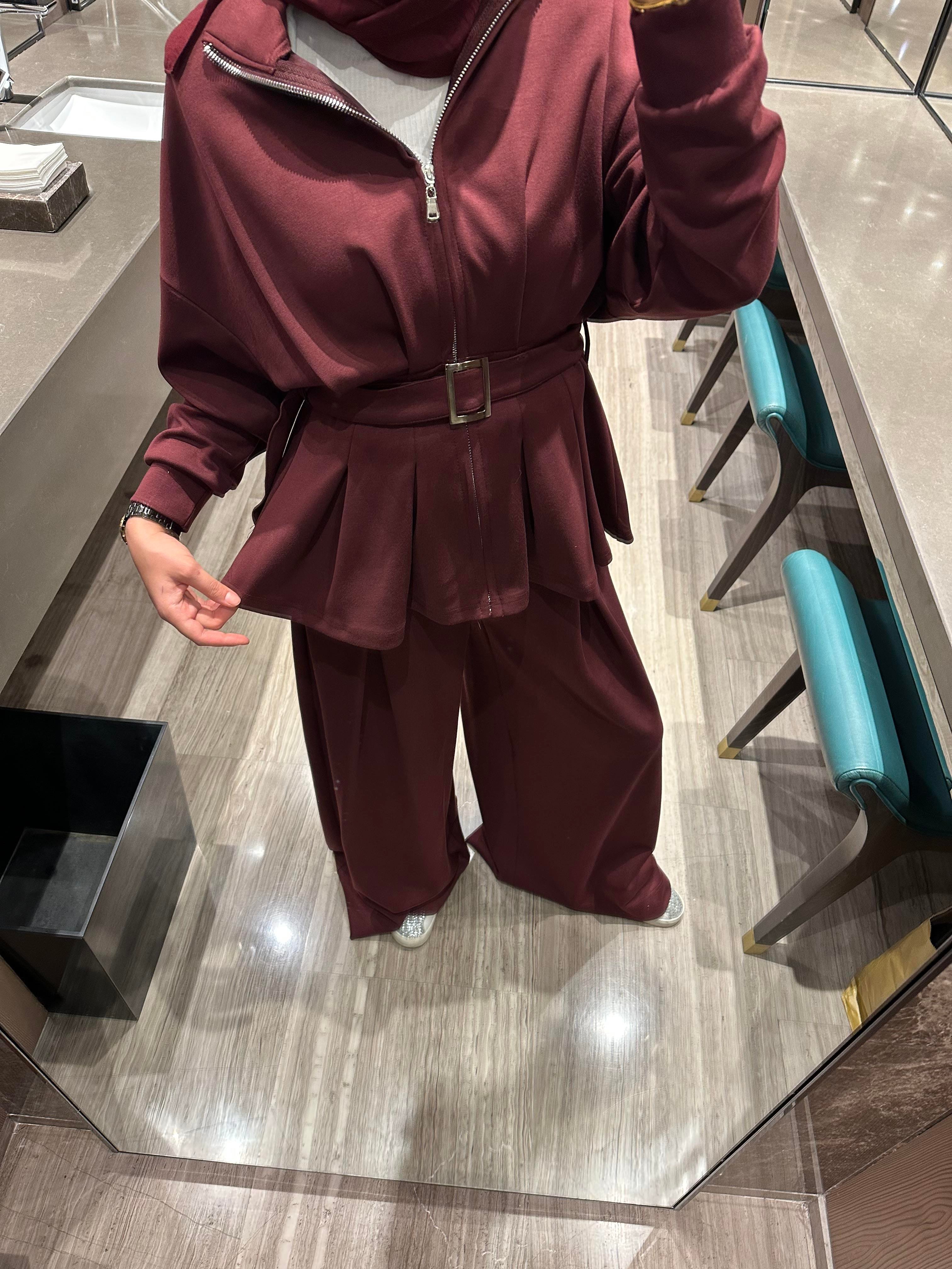 Kemerli Oys Takım Bordo