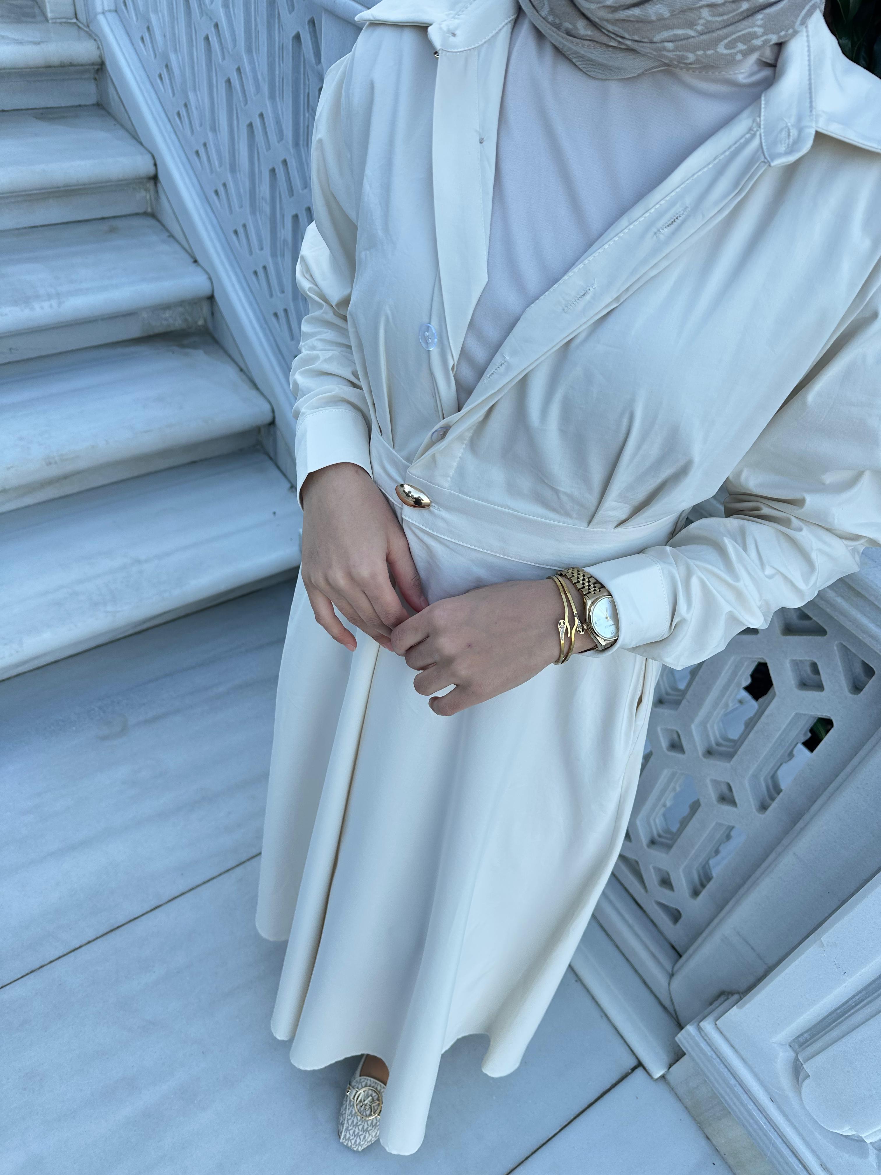 Kylie Tasarım Elbise Ekru
