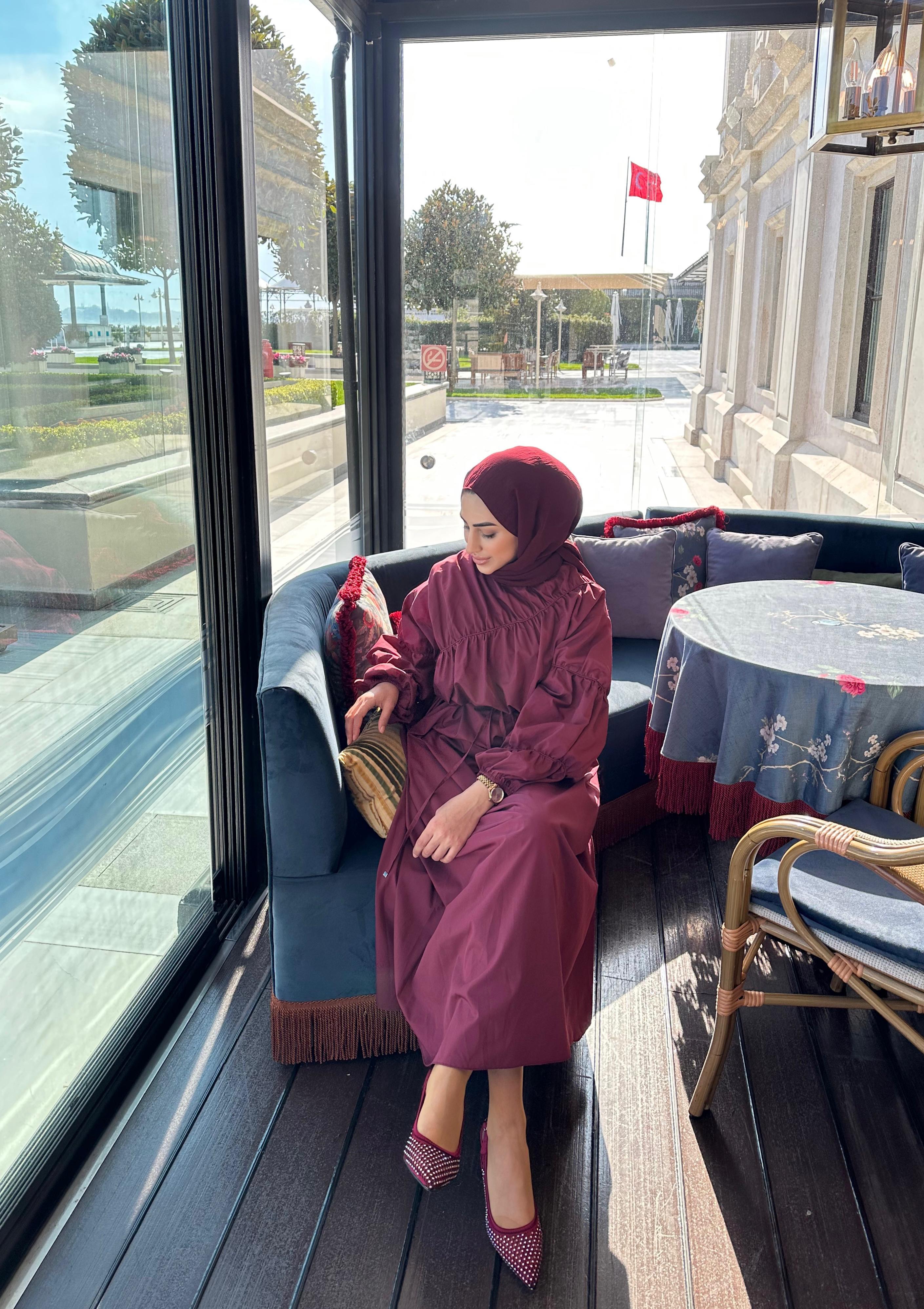 Roze Elbise Bordo