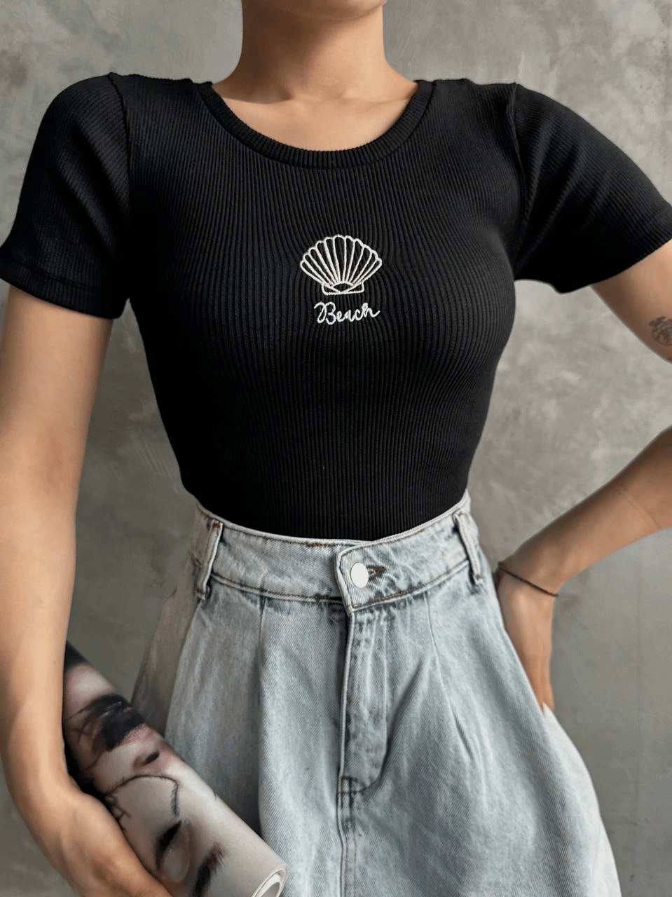 Bac nakışlı bluz