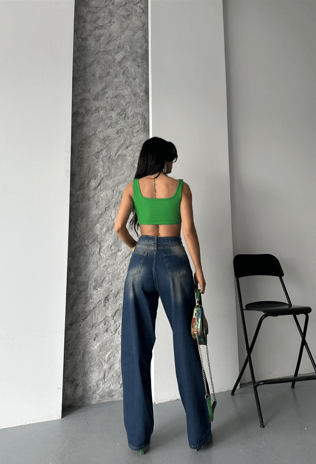 Baggy süper taş bıyık yıkama kahve tint jeans pantolon d2007