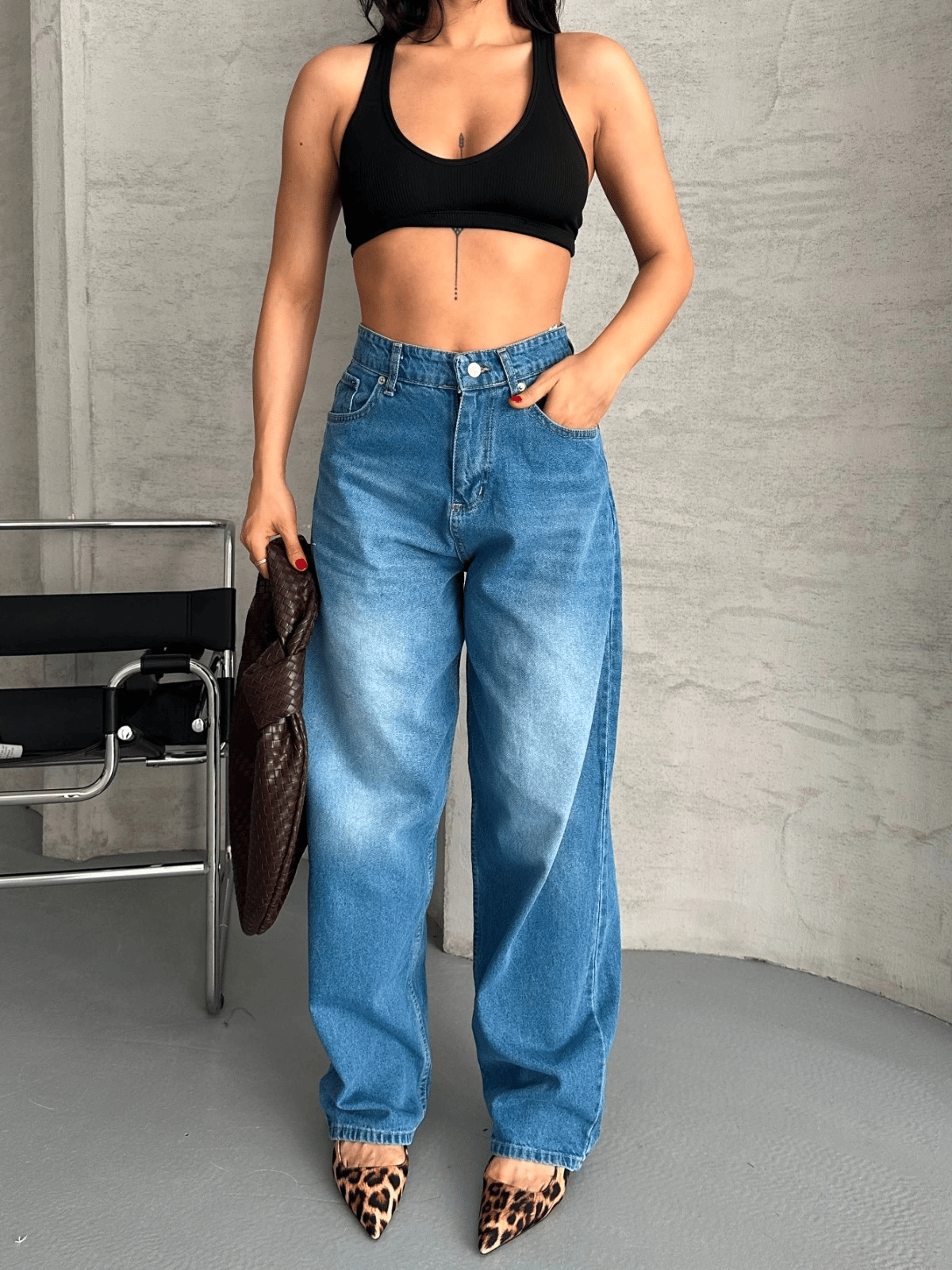 Baggy süper taş bıyık yıkama mavi jeans pantolon d2007