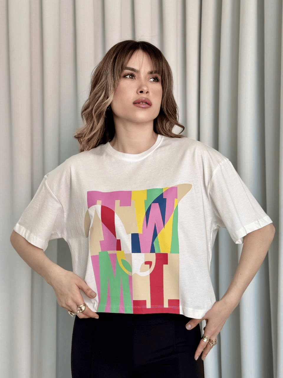 Baskılı crop tişört
