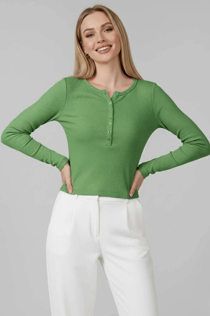 Çıtçıt Detaylı Bluz Yeşil T4343