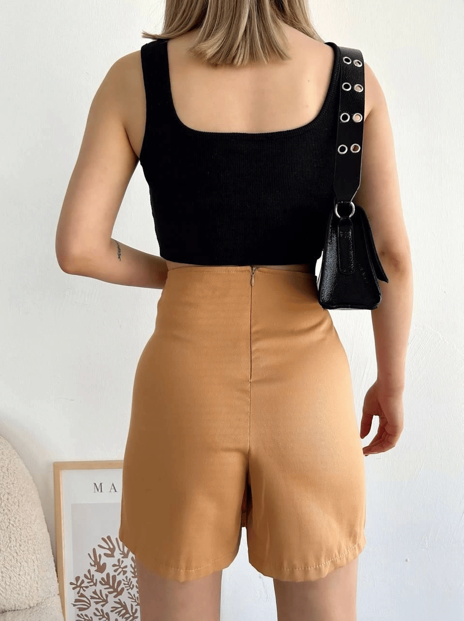 Dört çıtçıtlı Gabardin şort etek s249001