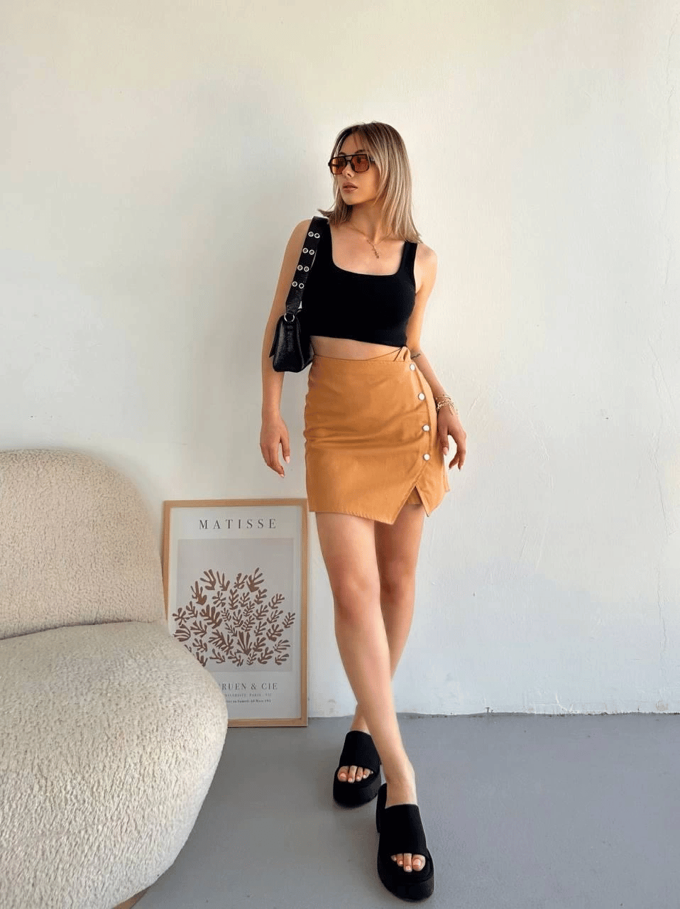 Dört çıtçıtlı Gabardin şort etek s249001