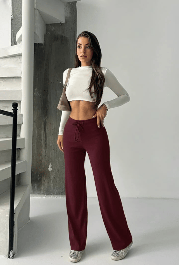 Fit comfort bej salaş pantolon bordo A6011