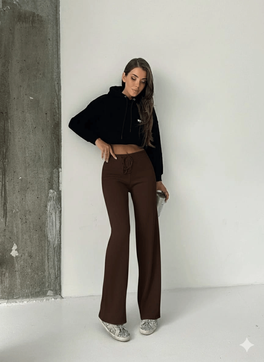 Fit comfort bej salaş pantolon kahve A6011