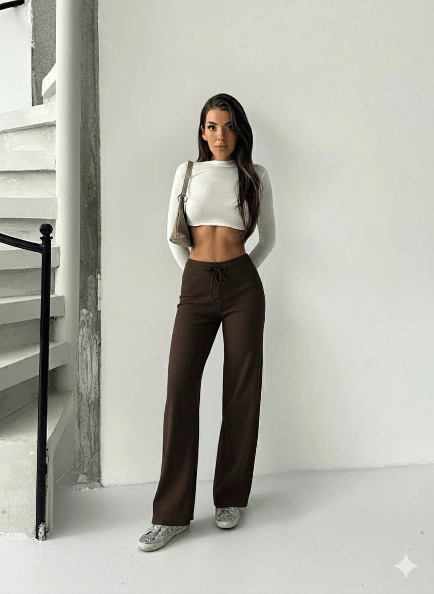 Fit comfort bej salaş pantolon kahve A6011