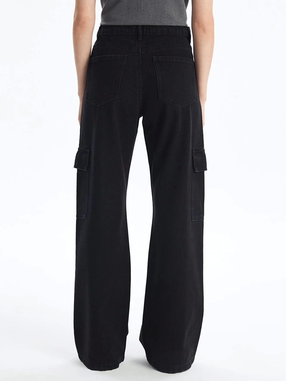 Kargo cep jeans pantolon siyah