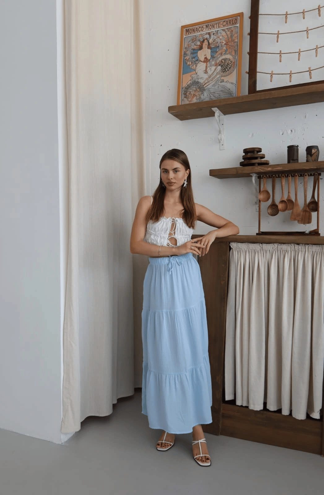 Müslin kumaş keten uzun etek mvi pt